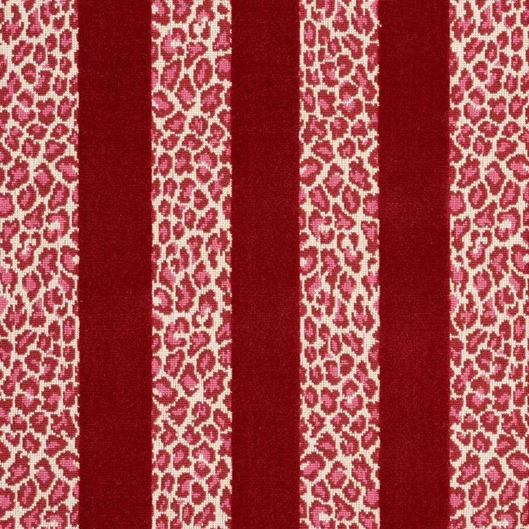 Schumacher 77143 Guepard Stripe Velvet Red fabric swatch