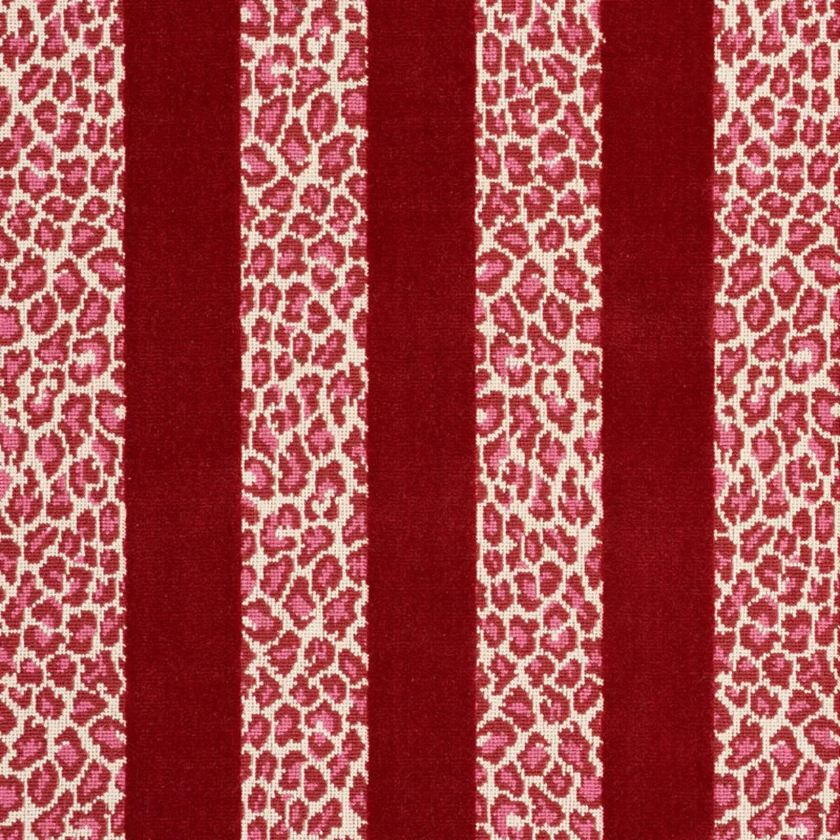 Schumacher 77143 Guepard Stripe Velvet Red fabric swatch