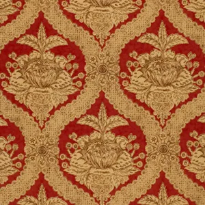 Schumacher 172781 Haddon Hall Damask Venetian Red fabric swatch