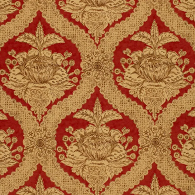 Schumacher 172781 Haddon Hall Damask Venetian Red fabric swatch