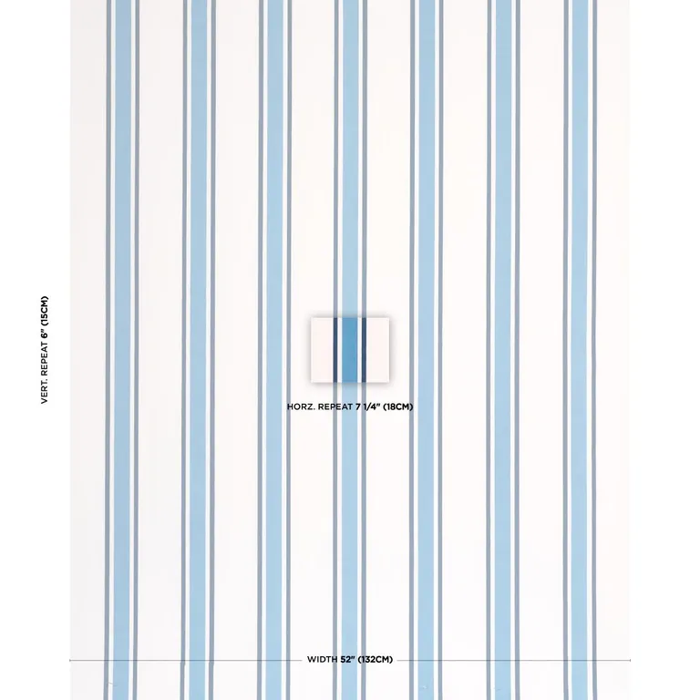 Schumacher 183741 Hadwen Stripe Blues fabric swatch