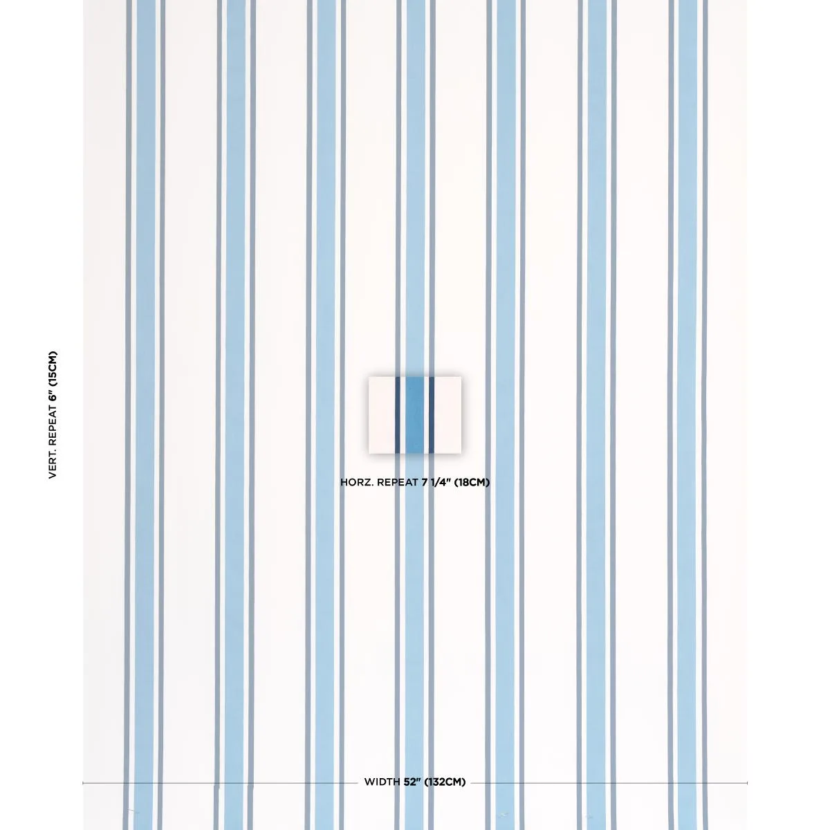 Schumacher 183741 Hadwen Stripe Blues fabric swatch