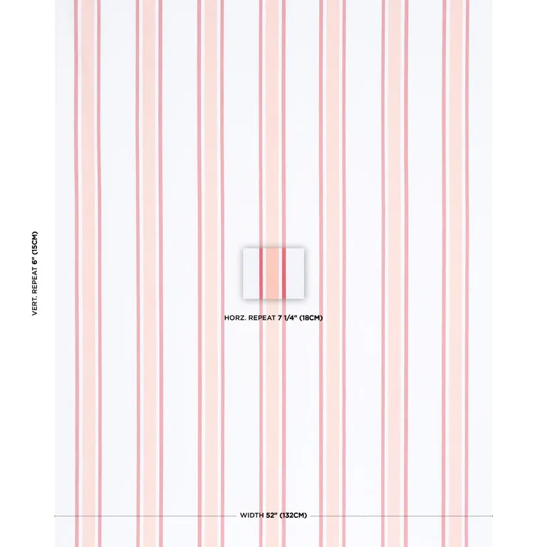 Schumacher 183742 Hadwen Stripe Coral fabric swatch