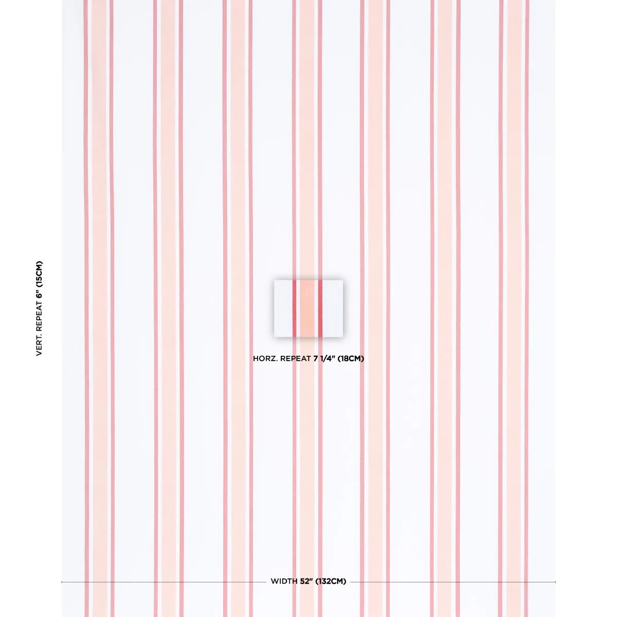 Schumacher 183742 Hadwen Stripe Coral fabric swatch