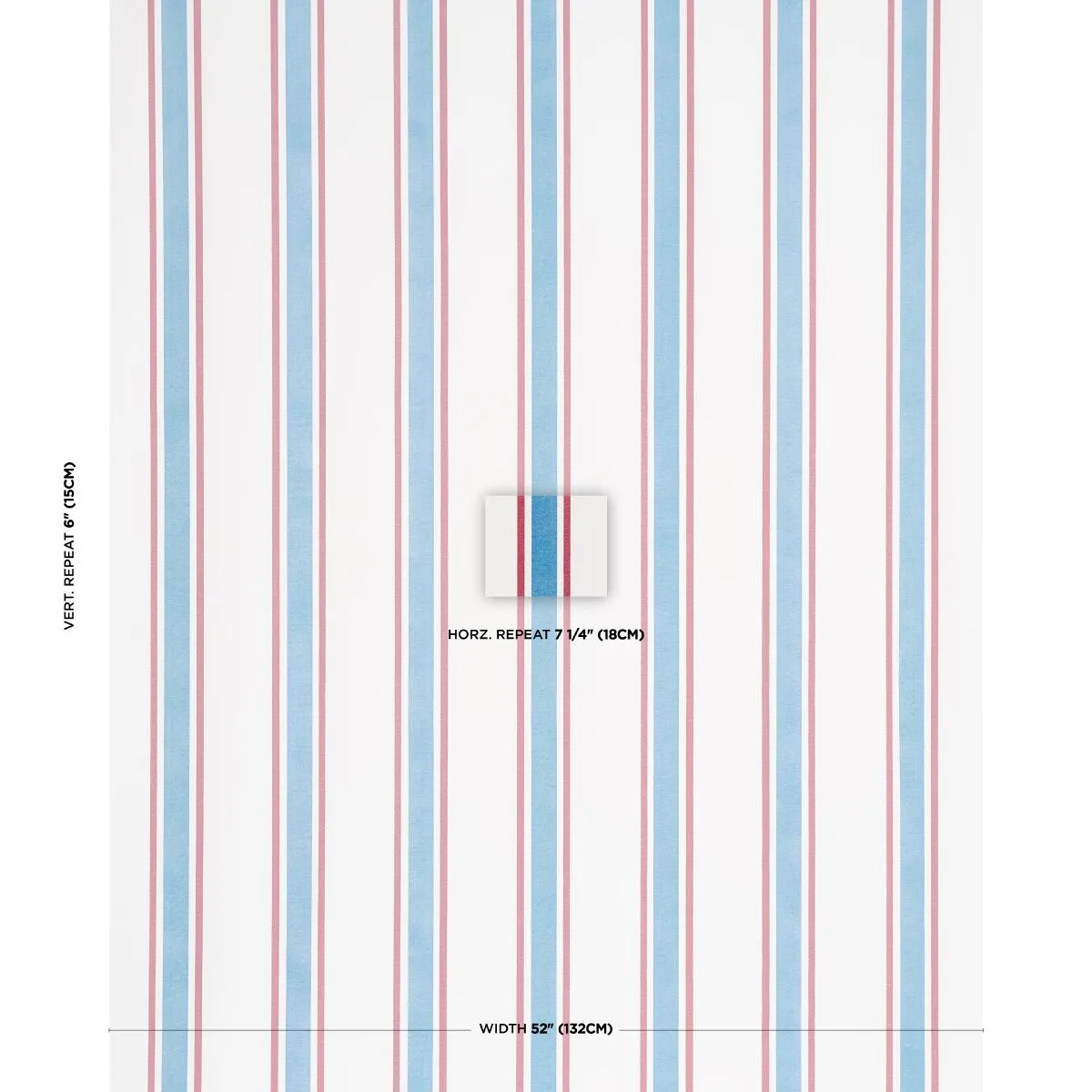 Schumacher 183740 Hadwen Stripe Red & Blue fabric swatch