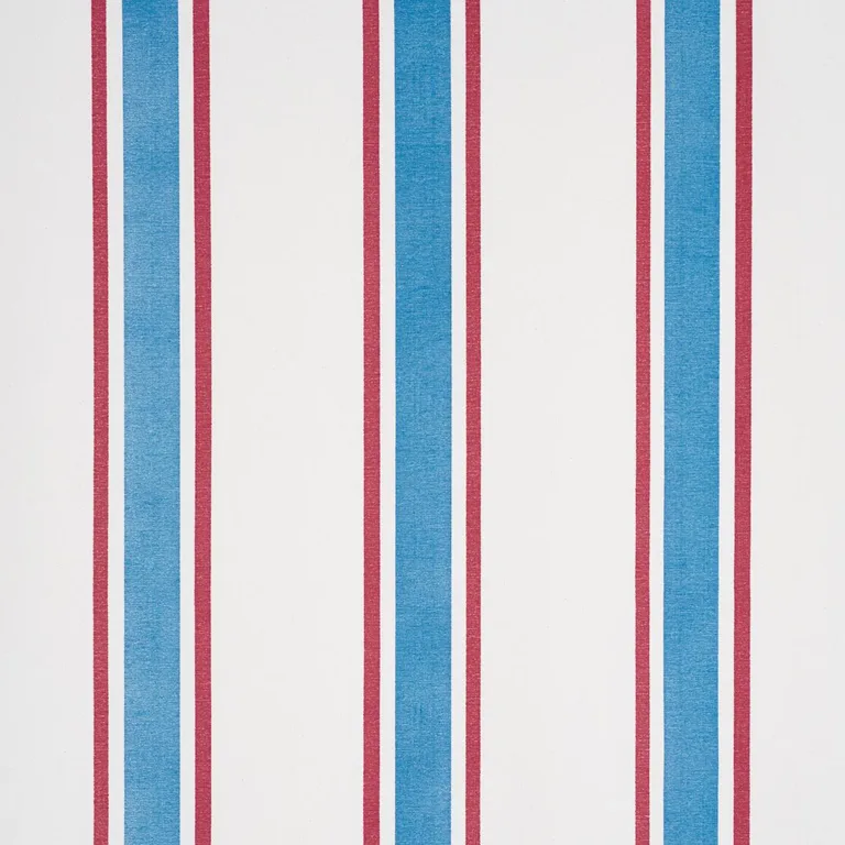 Schumacher 183740 Hadwen Stripe Red & Blue fabric swatch
