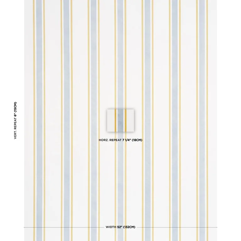 Schumacher 183743 Hadwen Stripe Yellow & Blue fabric swatch