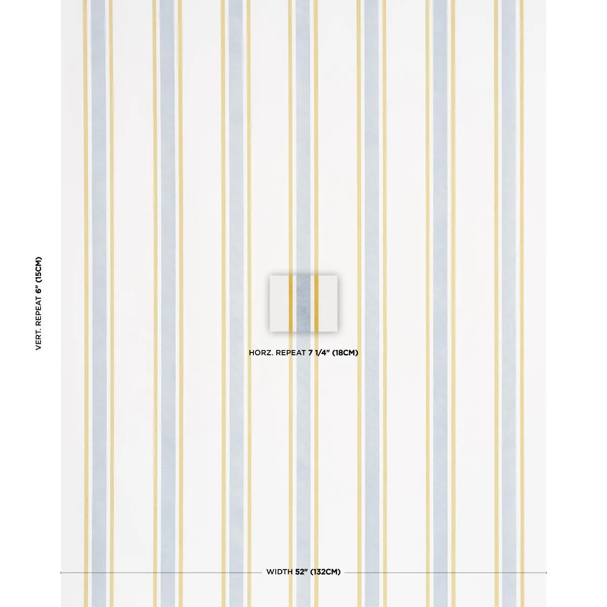 Schumacher 183743 Hadwen Stripe Yellow & Blue fabric swatch