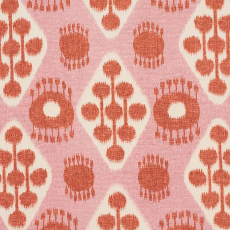 Schumacher 181302 Hamilton Ikat Pink And Tangerine fabric swatch