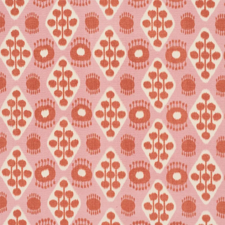 Schumacher 181302 Hamilton Ikat Pink And Tangerine fabric swatch