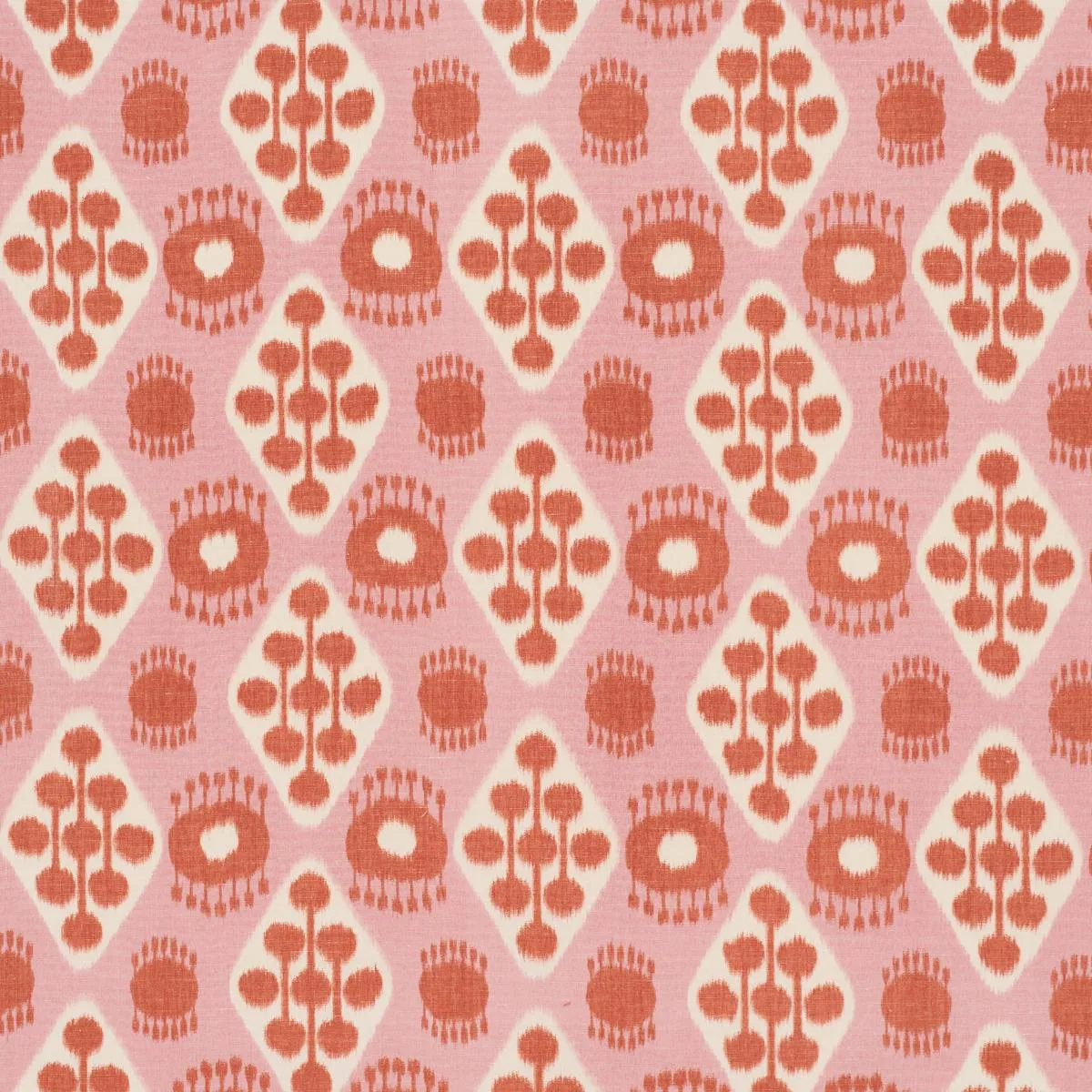 Schumacher 181302 Hamilton Ikat Pink And Tangerine fabric swatch