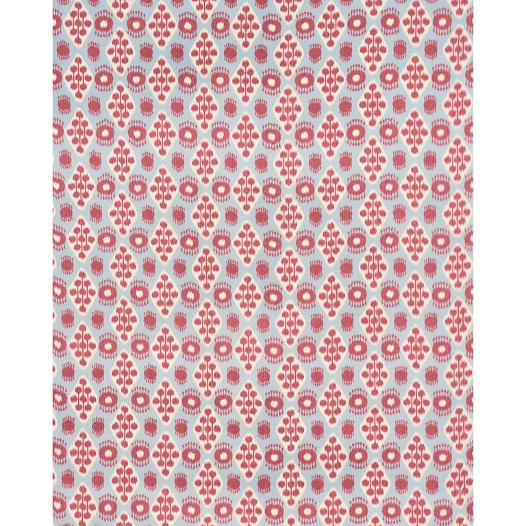 Schumacher 181301 Hamilton Ikat Sky And Cherry fabric swatch