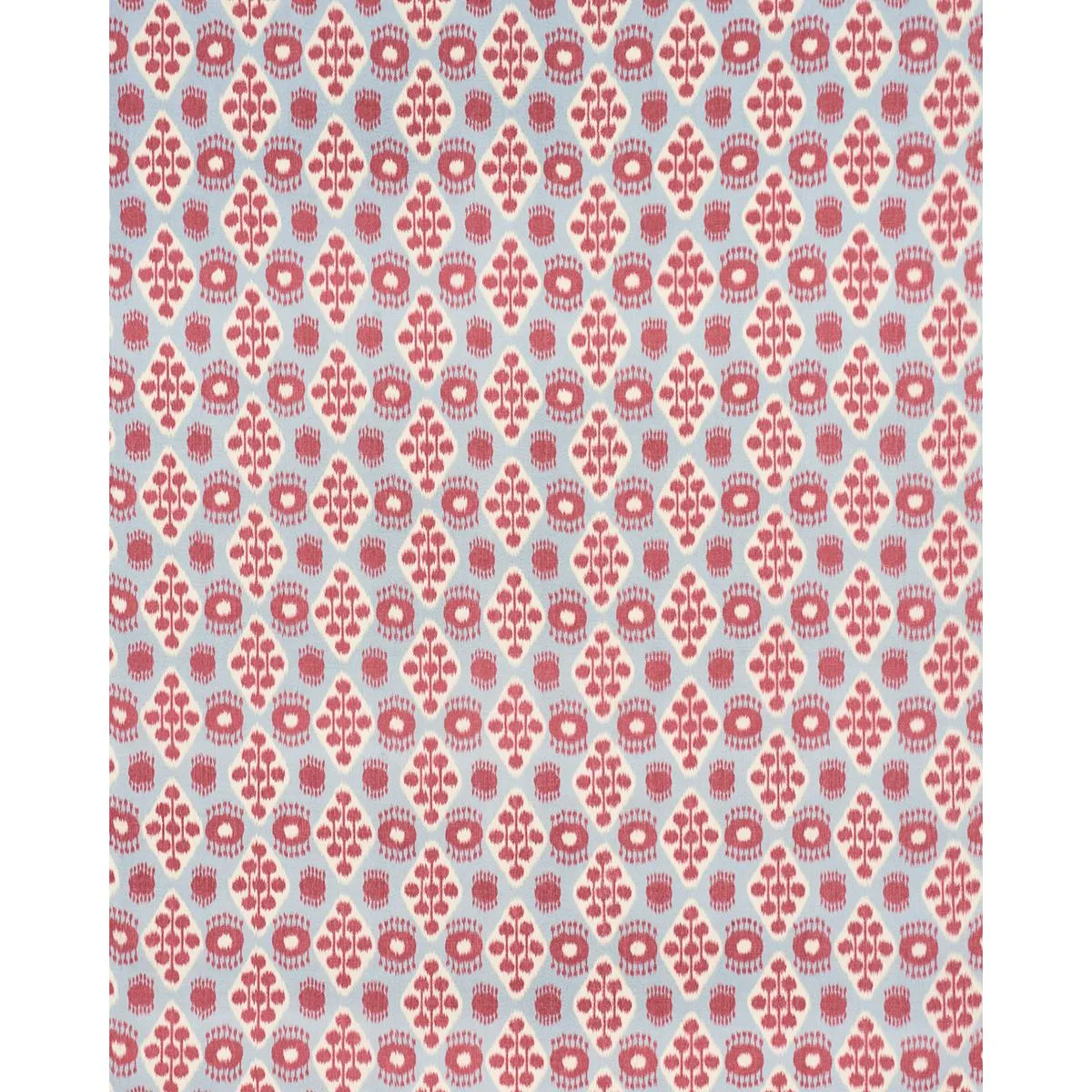 Schumacher 181301 Hamilton Ikat Sky And Cherry fabric swatch