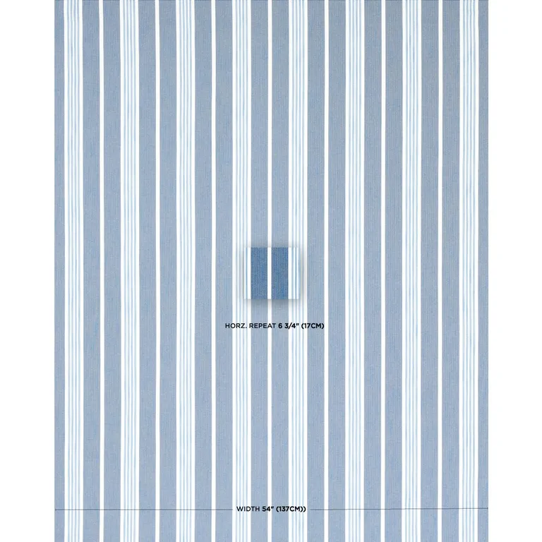 Schumacher 82300 Hampton Stripe Indoor/Outdoor Indigo fabric swatch