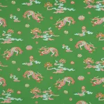 Schumacher 78112 Hanlun Dragon Embroidery Green fabric swatch