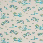 Schumacher 78110 Hanlun Dragon Embroidery Natural fabric swatch