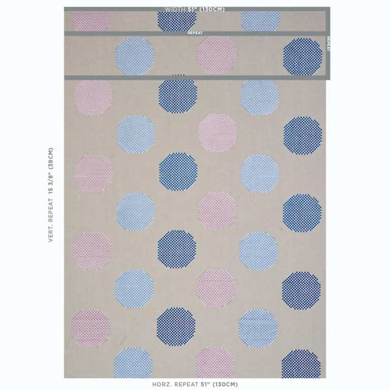Schumacher 78941 Hansen Embroidery Blue & Lilac fabric swatch