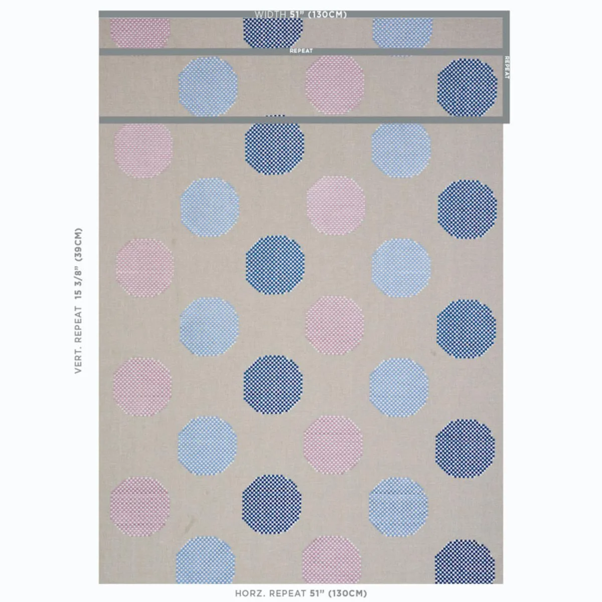 Schumacher 78941 Hansen Embroidery Blue & Lilac fabric swatch