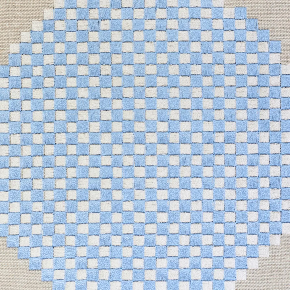 Schumacher 78941 Hansen Embroidery Blue & Lilac fabric swatch