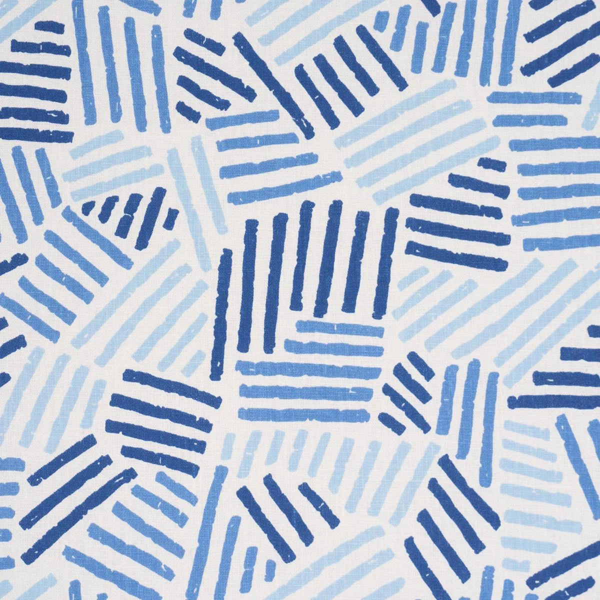 Schumacher 183161 Hatchmark Hand Print Blues fabric swatch
