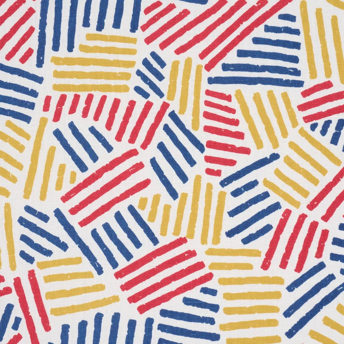 Schumacher 183160 Hatchmark Hand Print Primary fabric swatch