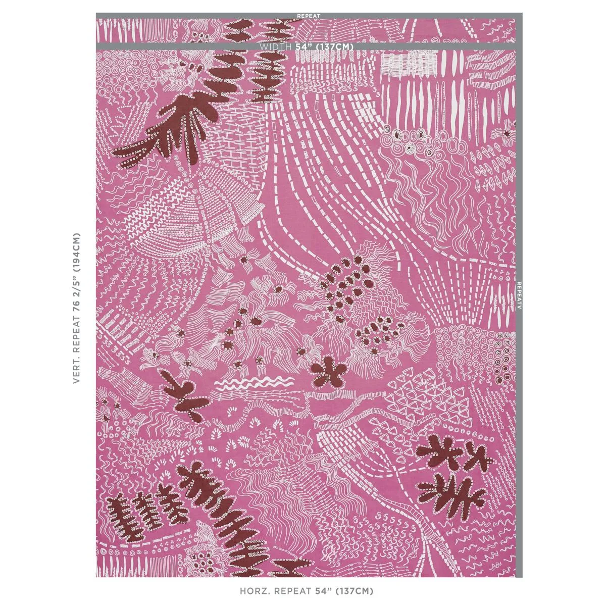Schumacher 180152 Haven Pink And Maroon fabric swatch