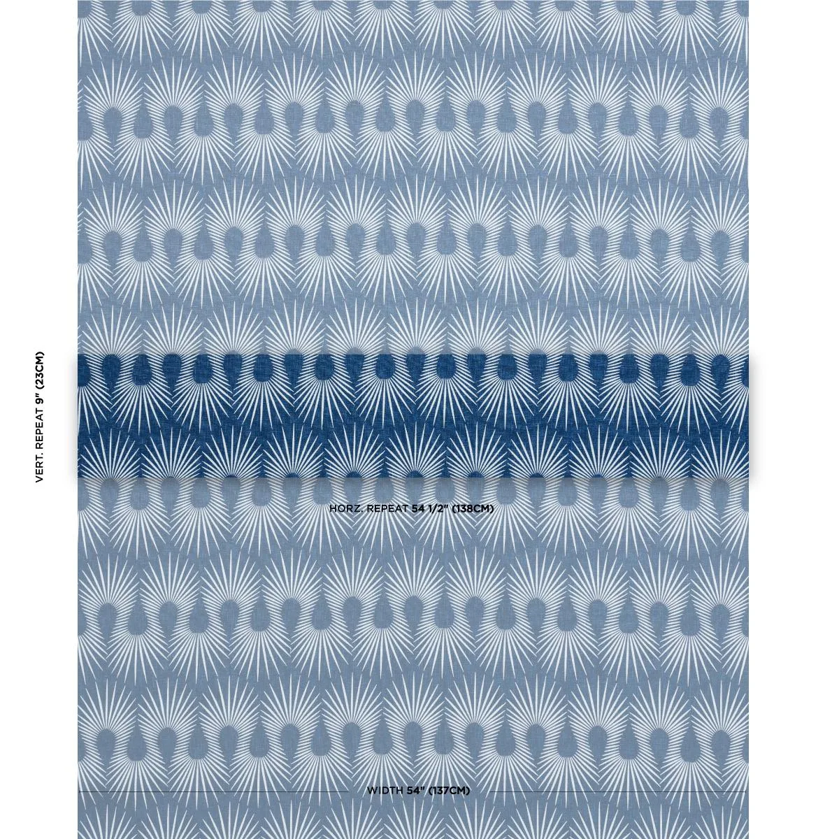 Schumacher 181450 Hedgehog Denim White fabric swatch