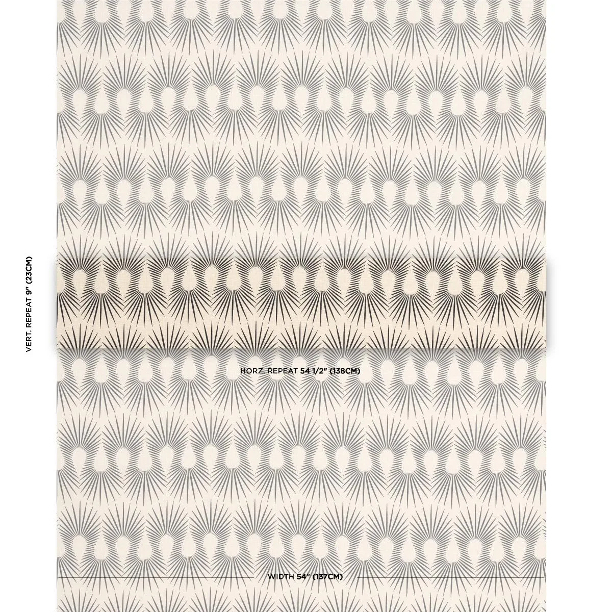 Schumacher 181452 Hedgehog Putty  Black fabric swatch