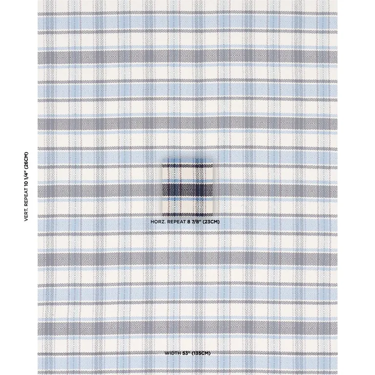 Schumacher 85990 Heidi Plaid Indigo fabric swatch