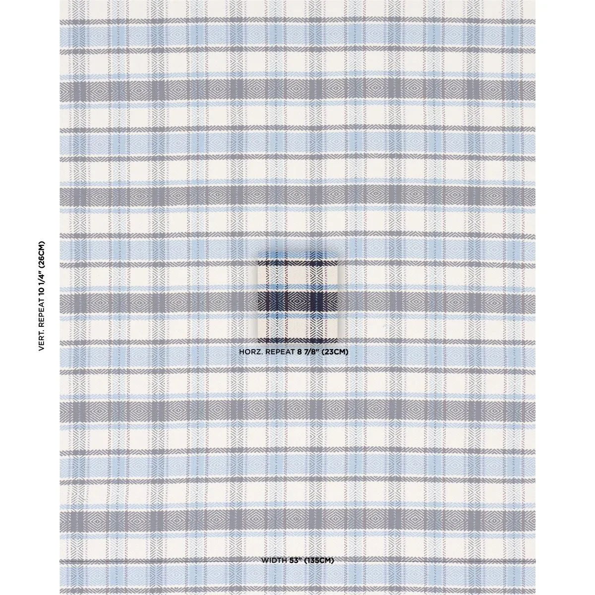 Schumacher 85990 Heidi Plaid Indigo fabric swatch