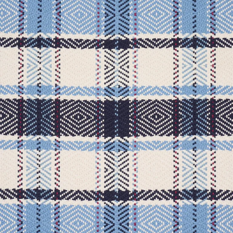 Schumacher 85990 Heidi Plaid Indigo fabric swatch