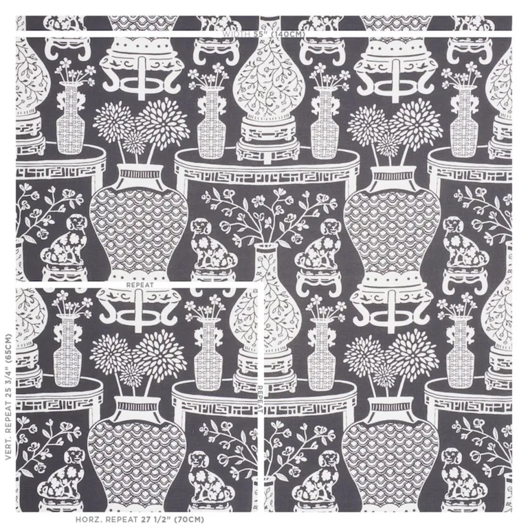 Schumacher 178552 Hellene Black fabric swatch