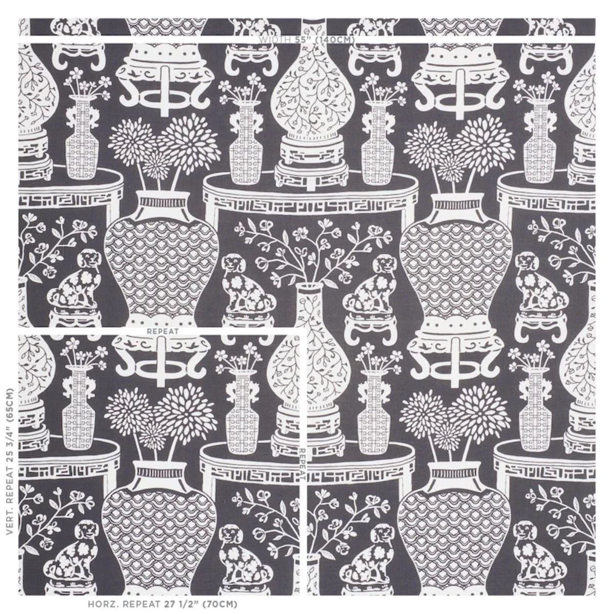 Schumacher 178552 Hellene Black fabric swatch