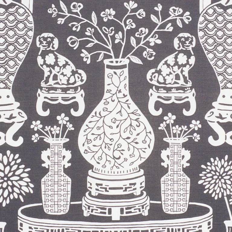 Schumacher 178552 Hellene Black fabric swatch