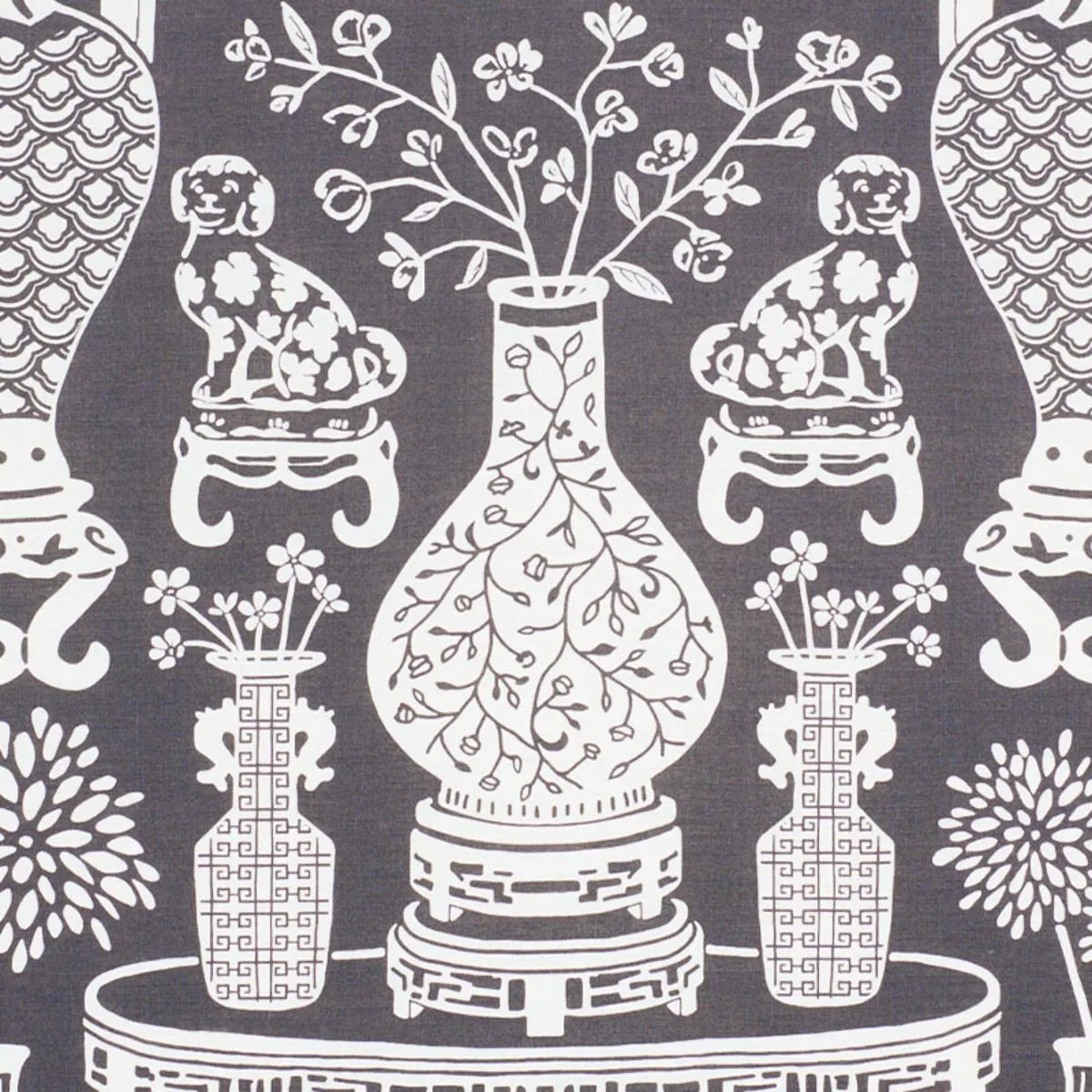 Schumacher 178552 Hellene Black fabric swatch