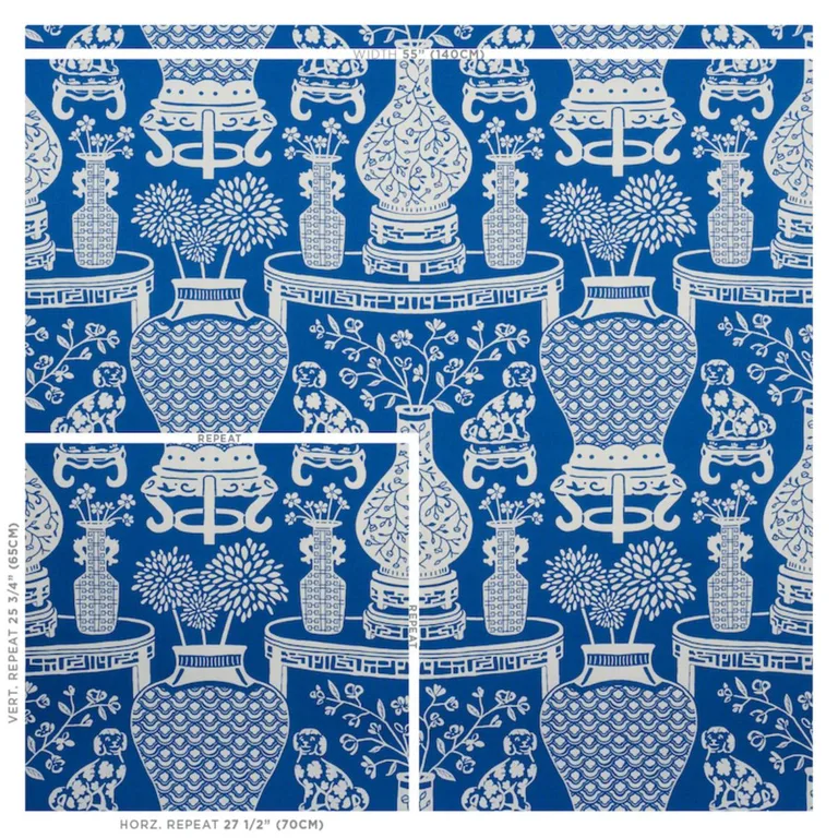 Schumacher 178550 Hellene Blue fabric swatch