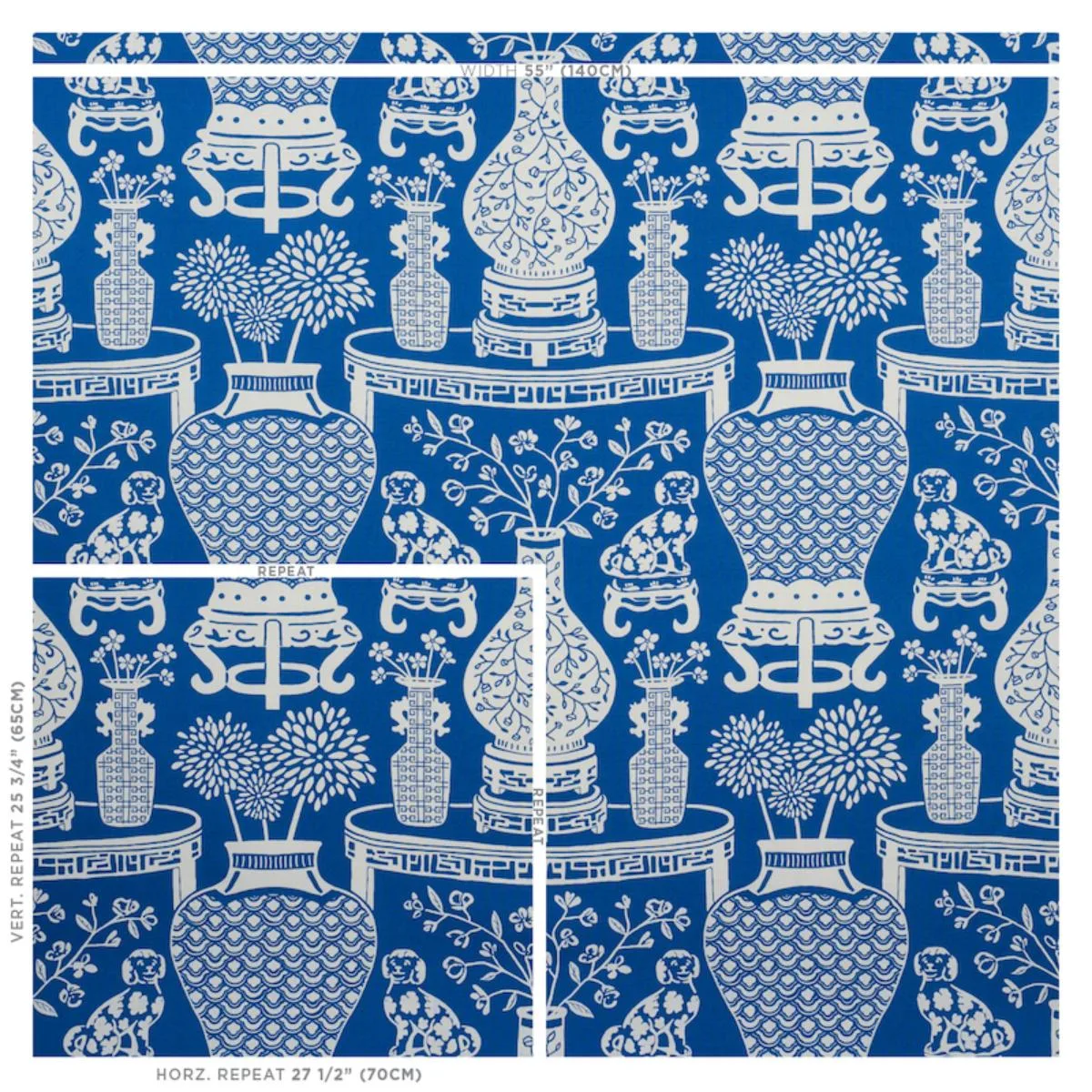 Schumacher 178550 Hellene Blue fabric swatch