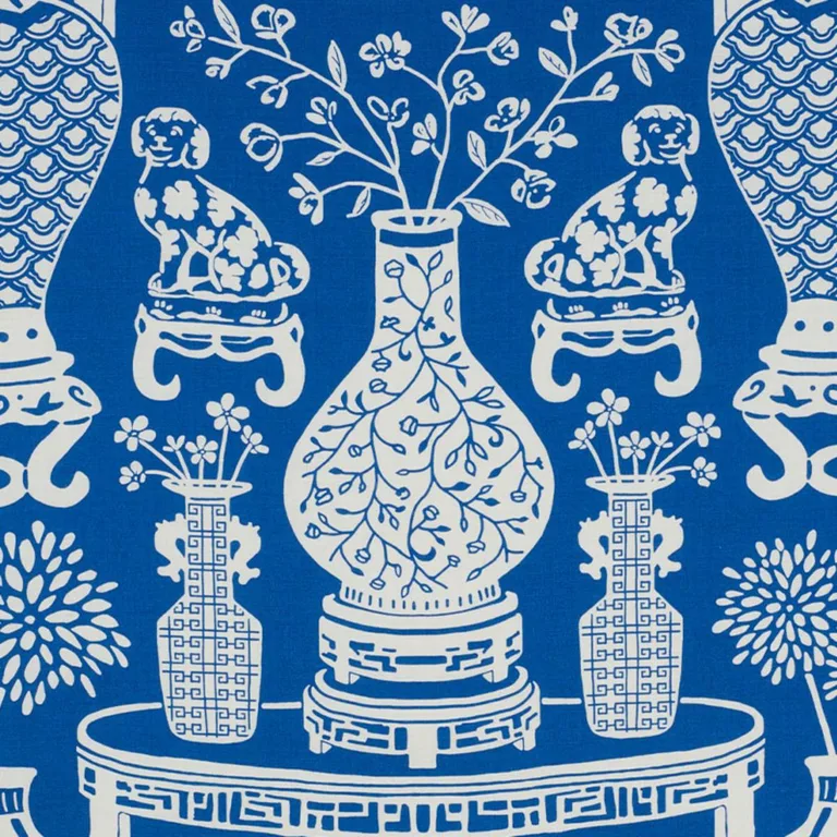 Schumacher 178550 Hellene Blue fabric swatch
