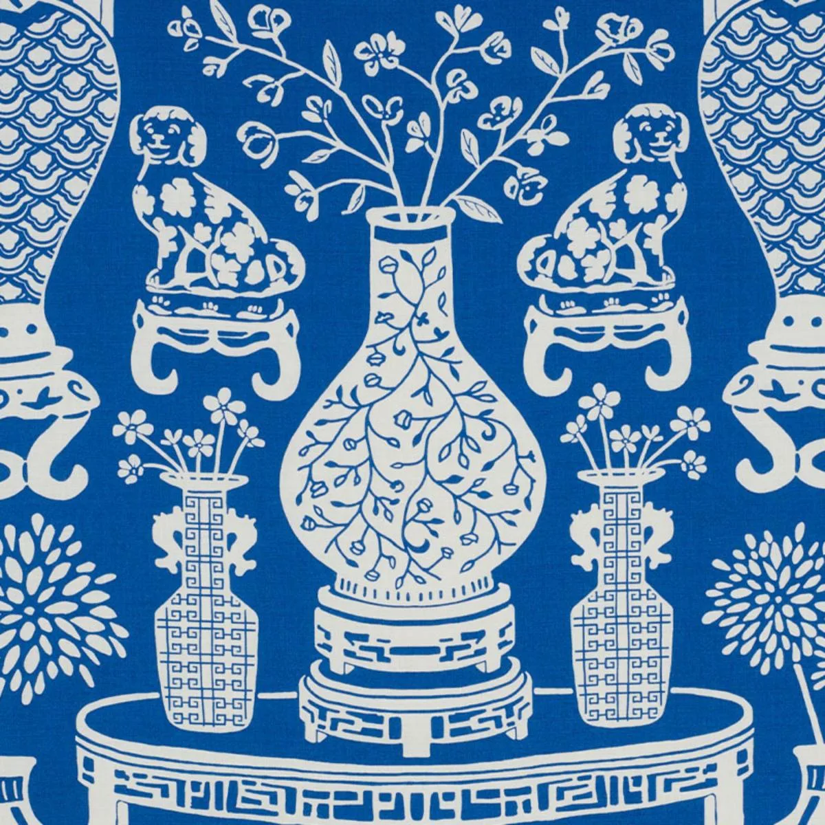 Schumacher 178550 Hellene Blue fabric swatch