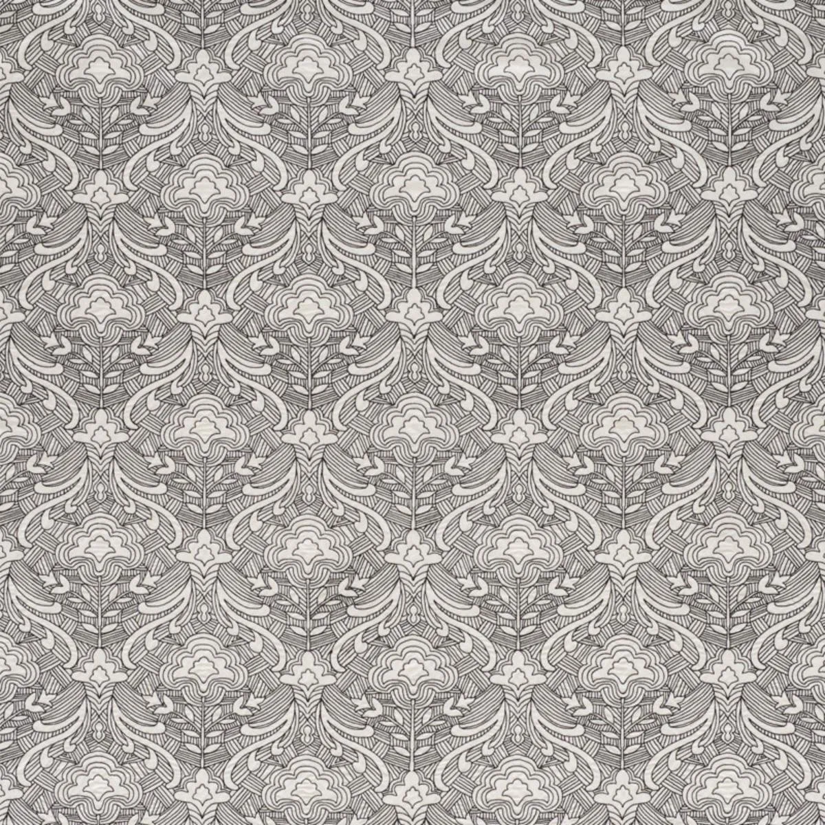 Schumacher 76162 Hendrix Embroidery Black fabric swatch