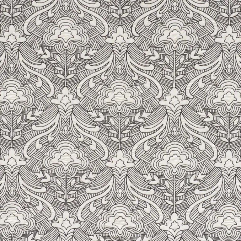 Schumacher 76162 Hendrix Embroidery Black fabric swatch