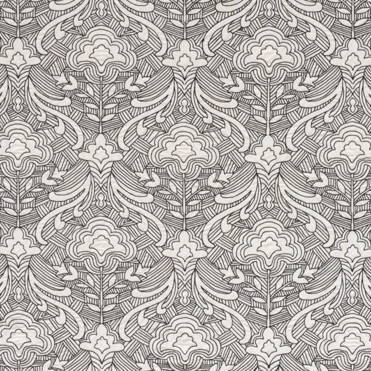 Schumacher 76162 Hendrix Embroidery Black fabric swatch