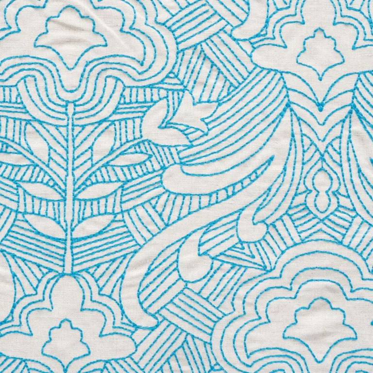 Schumacher 76160 Hendrix Embroidery Blue fabric swatch