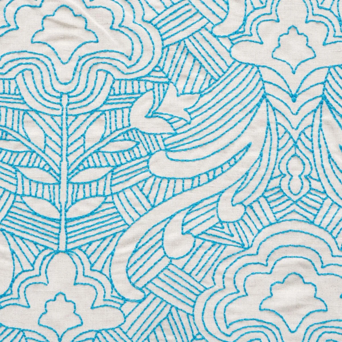 Schumacher 76160 Hendrix Embroidery Blue fabric swatch