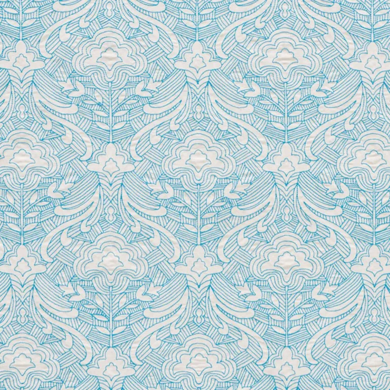 Schumacher 76160 Hendrix Embroidery Blue fabric swatch