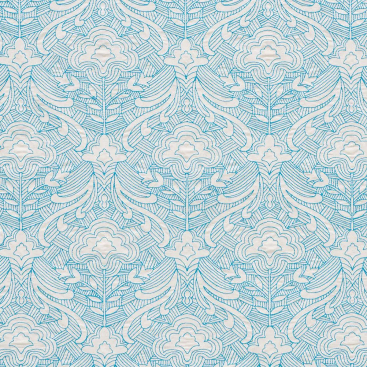 Schumacher 76160 Hendrix Embroidery Blue fabric swatch