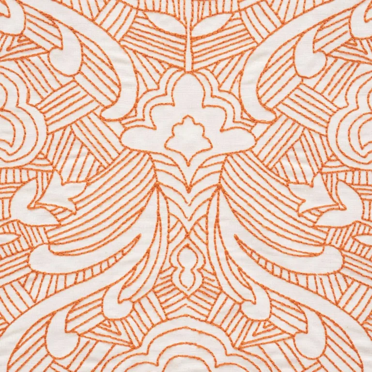 Schumacher 76161 Hendrix Embroidery Orange fabric swatch