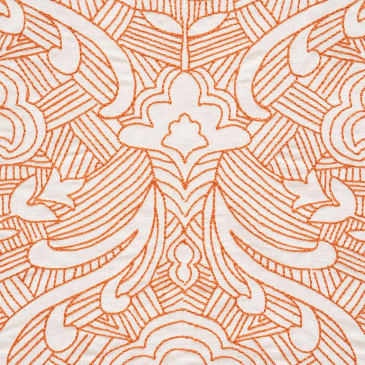 Schumacher 76161 Hendrix Embroidery Orange fabric swatch