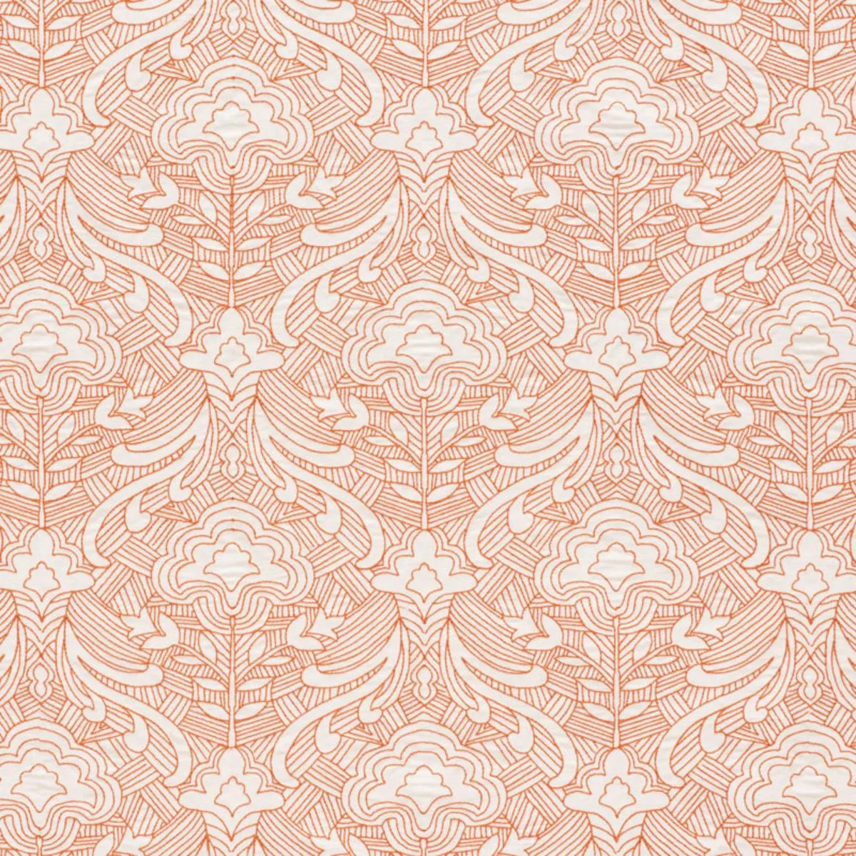 Schumacher 76161 Hendrix Embroidery Orange fabric swatch