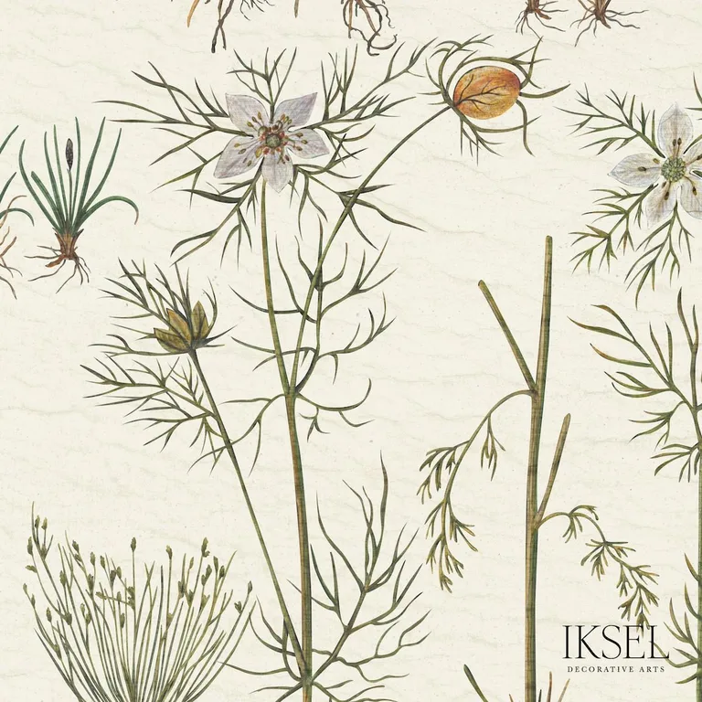 Schumacher RF417CS70 Herbier White fabric swatch